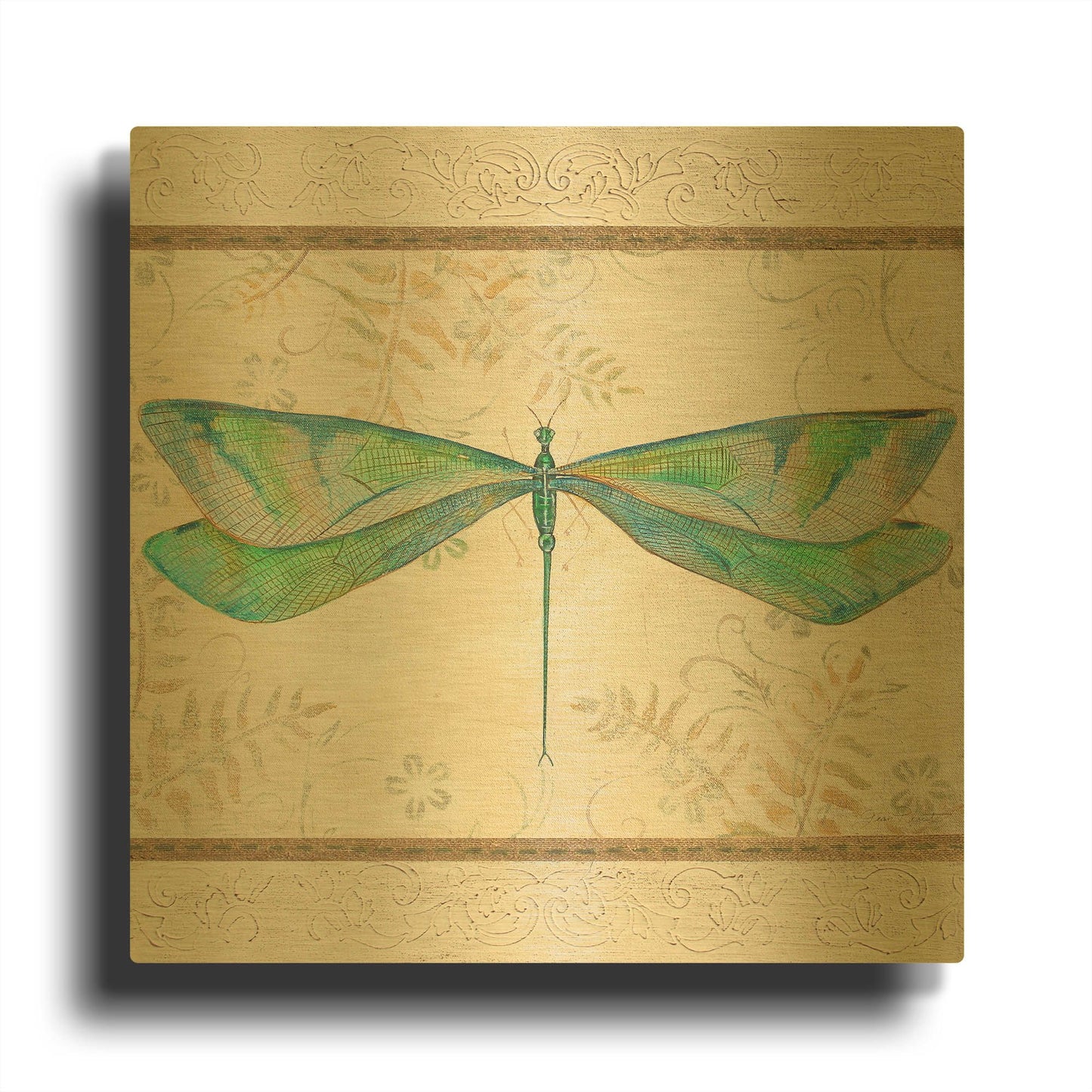 'Summer Dragonfly 3' By Jean Plout Gold Metal Wall Art