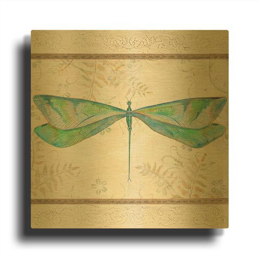 'Summer Dragonfly 3' By Jean Plout Gold Metal Wall Art