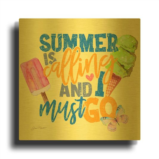 'Summer Fun A' By Jean Plout Gold Metal Wall Art