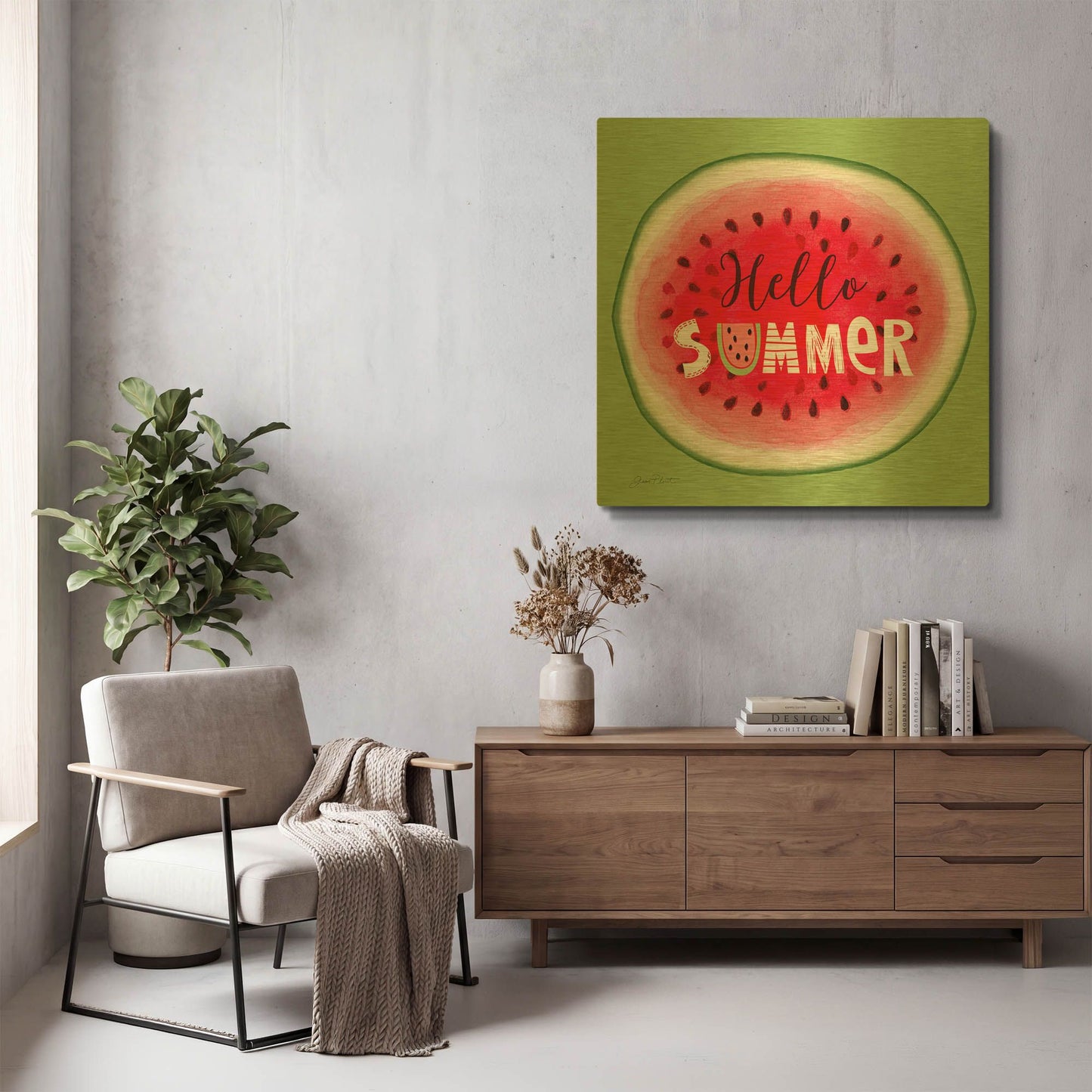 'Summer Fun B' By Jean Plout Gold Metal Wall Art
