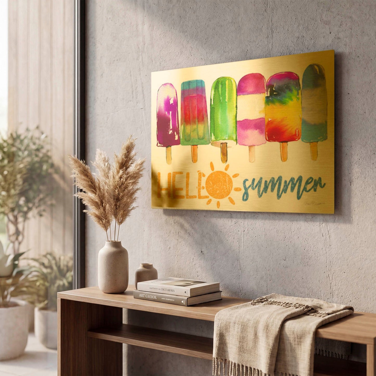 'Summer Fun C' By Jean Plout Gold Metal Wall Art