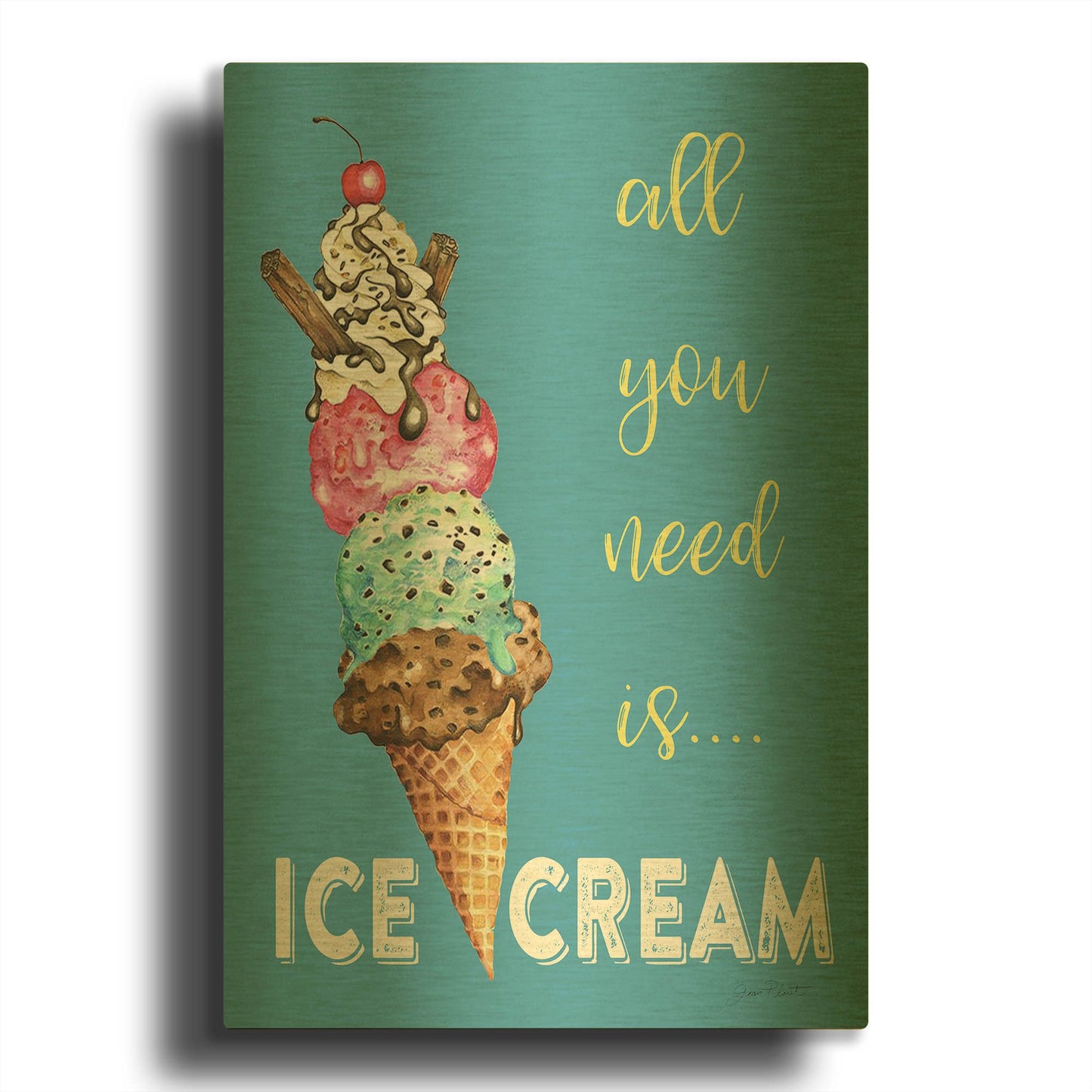'Summer Fun F' By Jean Plout Gold Metal Wall Art