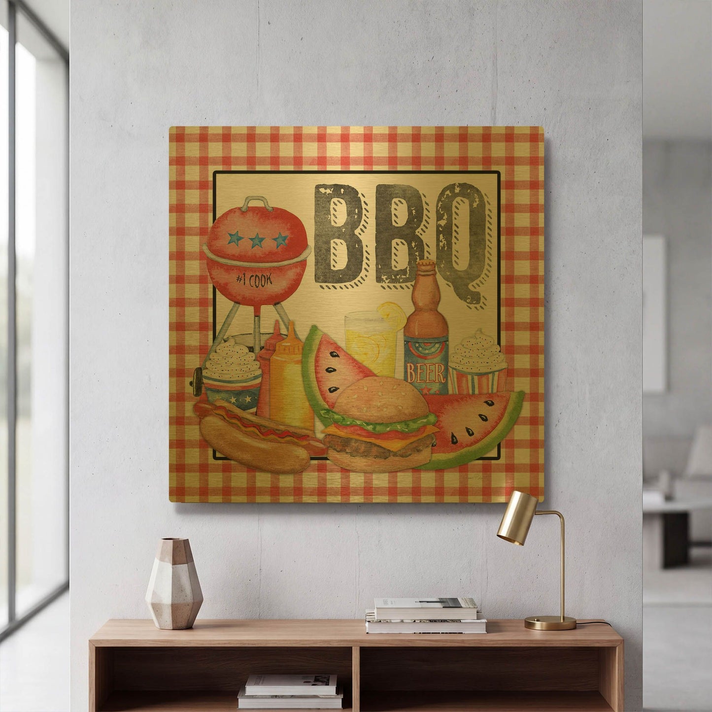'Summertime BBQ 1' By Jean Plout Gold Metal Wall Art
