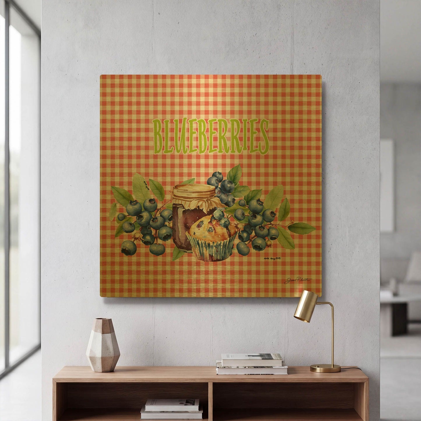 'Summertime Blueberries A' By Jean Plout Gold Metal Wall Art
