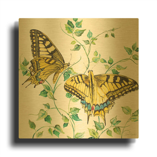 'Summertime Butterflies A' By Jean Plout Gold Metal Wall Art