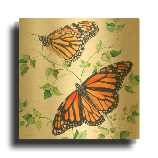 'Summertime Butterflies B' By Jean Plout Gold Metal Wall Art