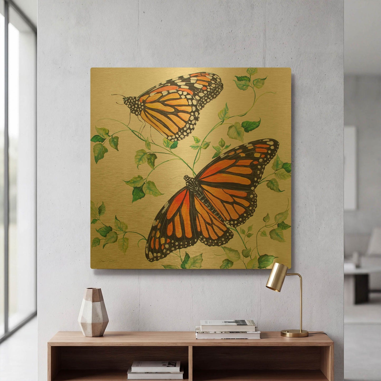 'Summertime Butterflies B' By Jean Plout Gold Metal Wall Art