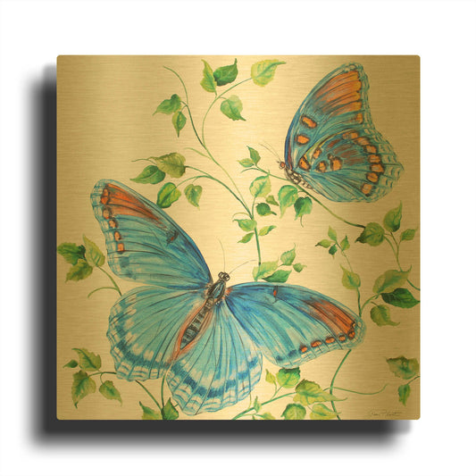 'Summertime Butterflies C' By Jean Plout Gold Metal Wall Art