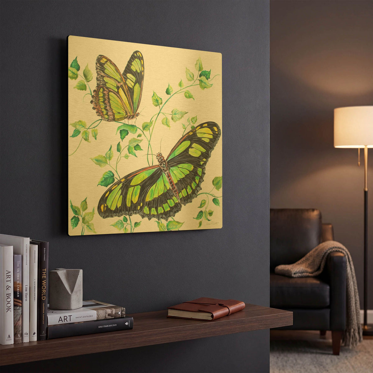 'Summertime Butterflies D' By Jean Plout Gold Metal Wall Art