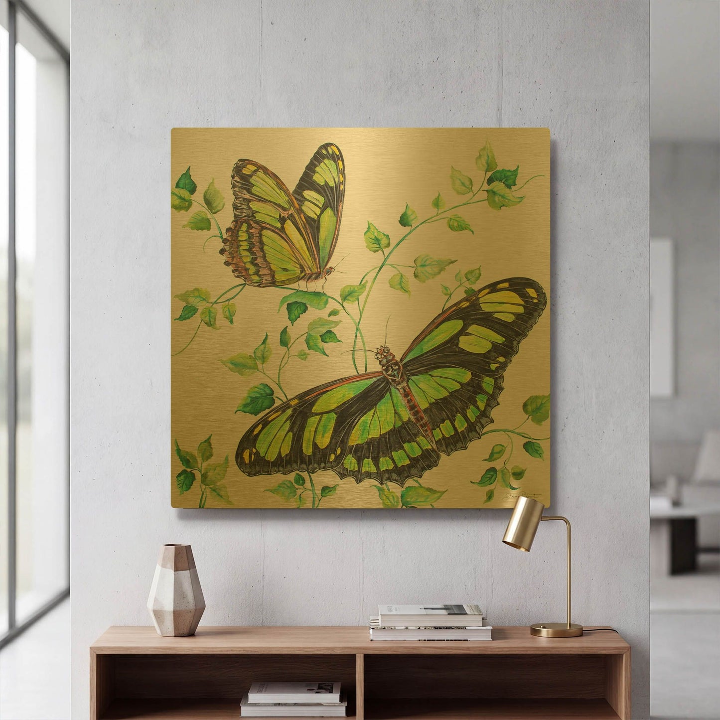 'Summertime Butterflies D' By Jean Plout Gold Metal Wall Art