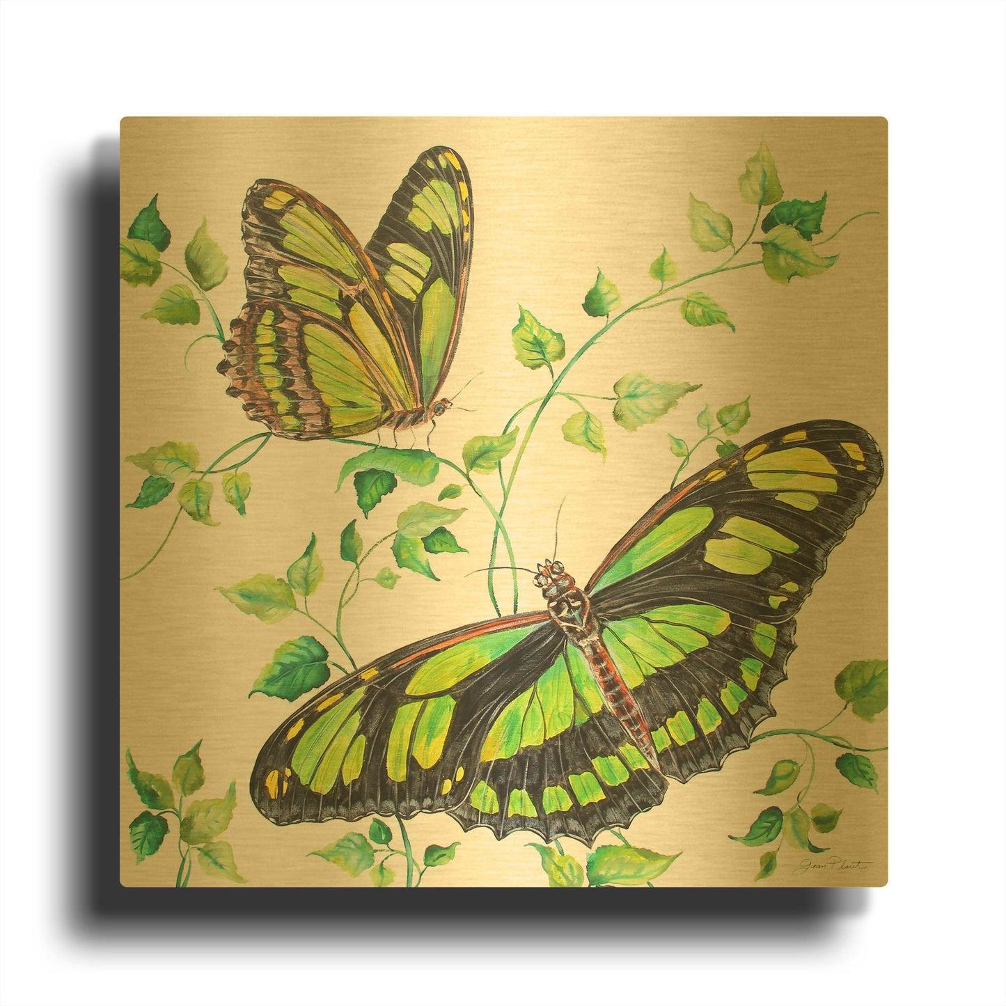 'Summertime Butterflies D' By Jean Plout Gold Metal Wall Art