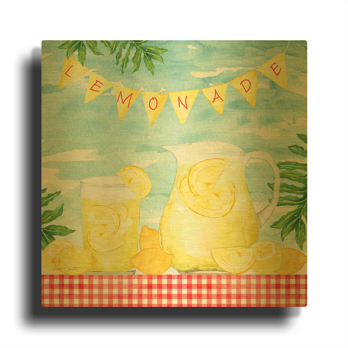 'Summertime Lemonade' By Jean Plout Gold Metal Wall Art