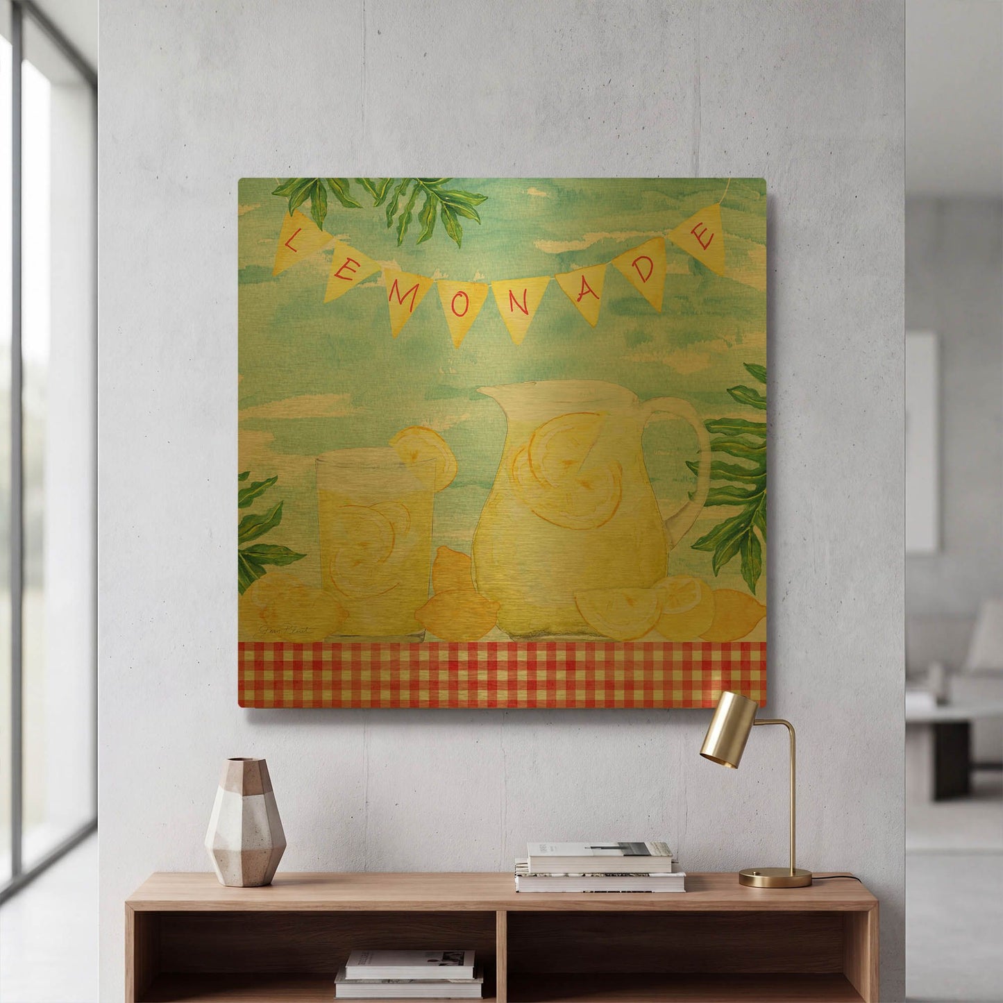 'Summertime Lemonade' By Jean Plout Gold Metal Wall Art