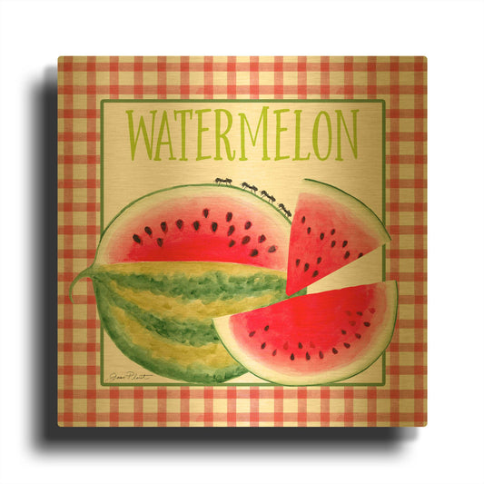 'Summertime Watermelons 1' By Jean Plout Gold Metal Wall Art
