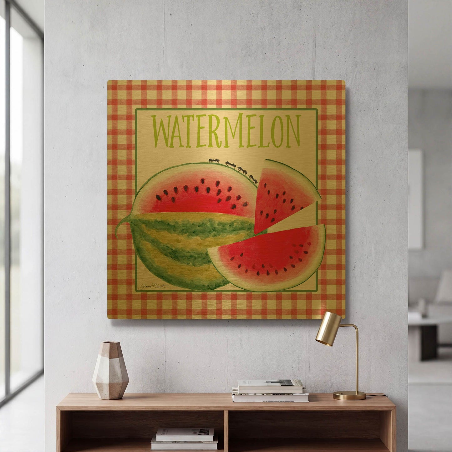 'Summertime Watermelons 1' By Jean Plout Gold Metal Wall Art