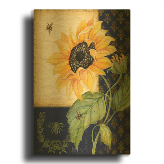 'Sunflower Melody B' By Jean Plout Gold Metal Wall Art