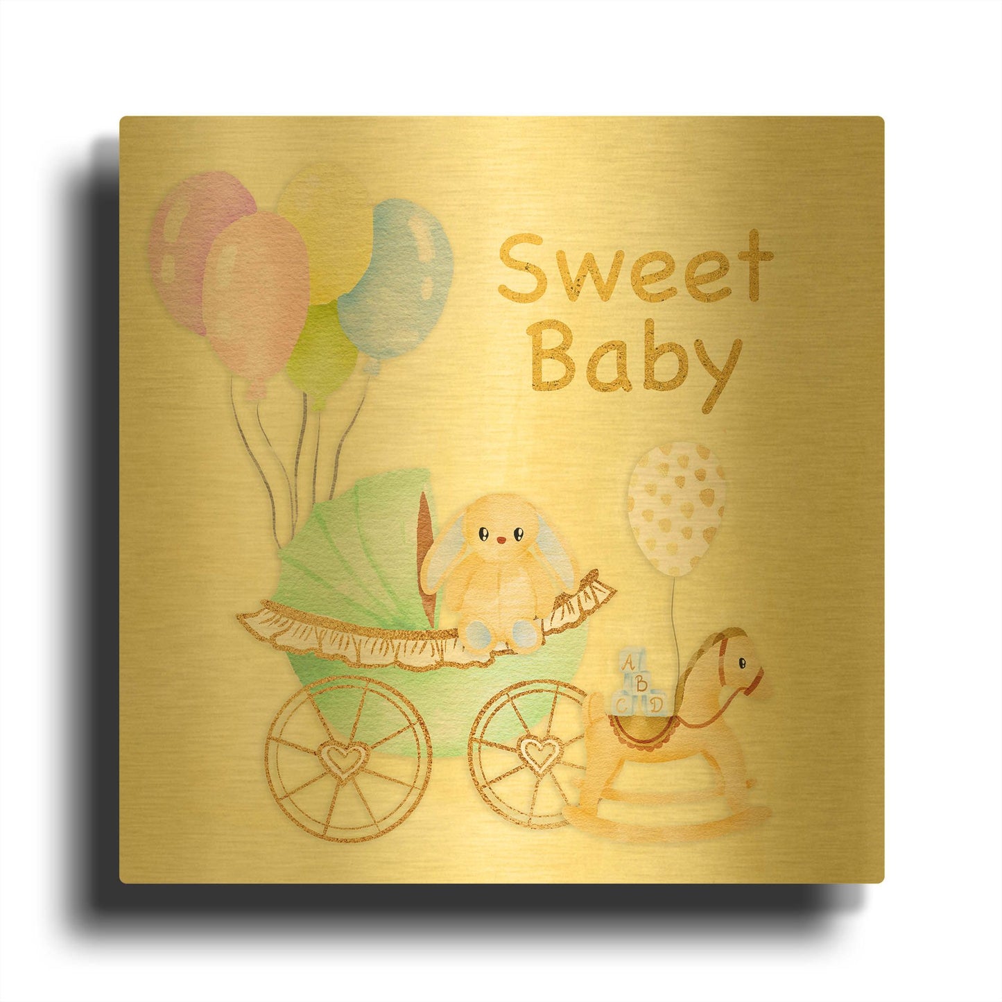 'Sweet Baby' By Jean Plout Gold Metal Wall Art