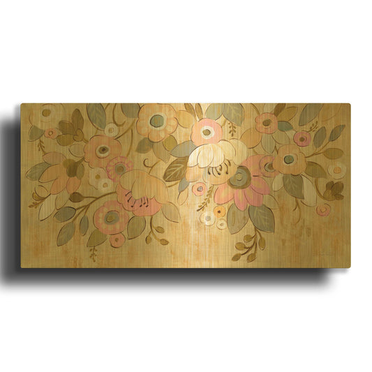 'Decorative Pastel Flowers' By Silvia Vassileva Gold Metal Wall Art