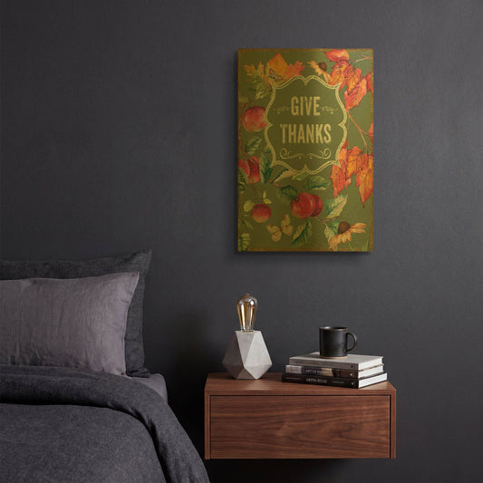 'Thanksgiving J' By Jean Plout Gold Metal Wall Art