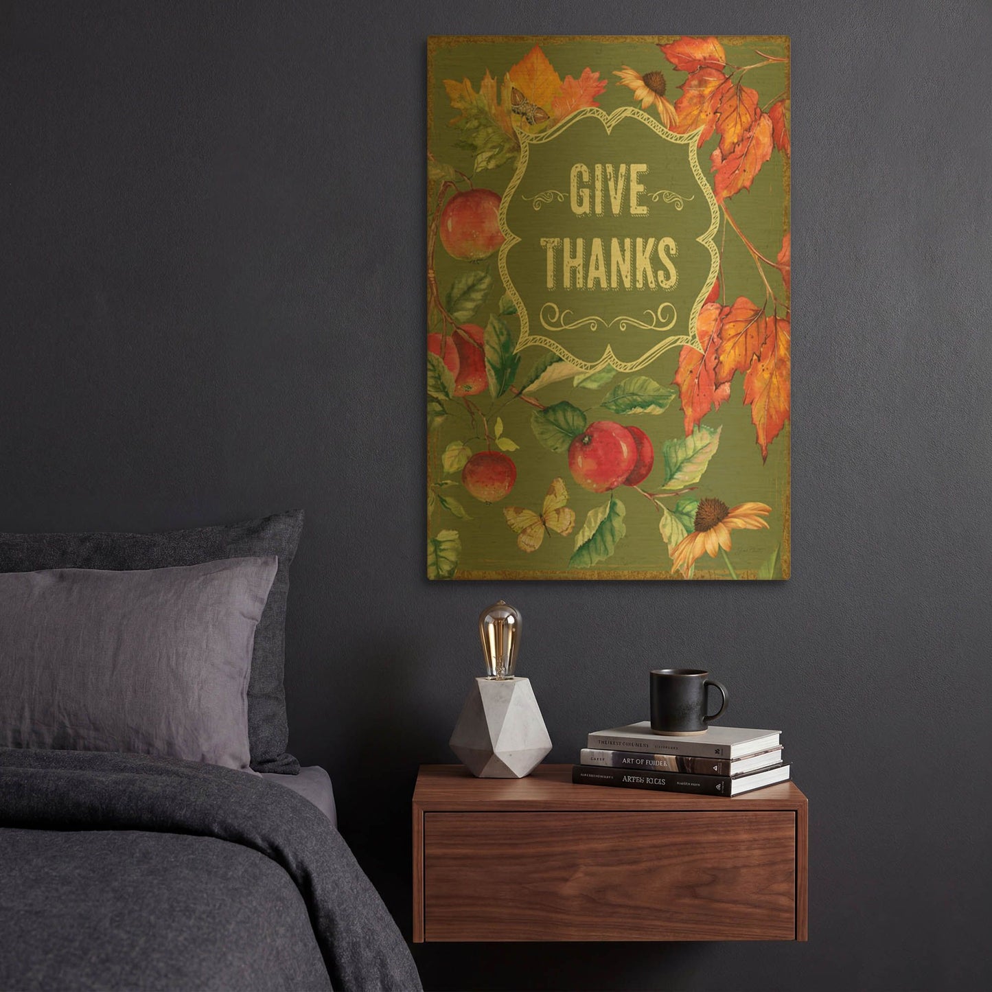 'Thanksgiving J' By Jean Plout Gold Metal Wall Art