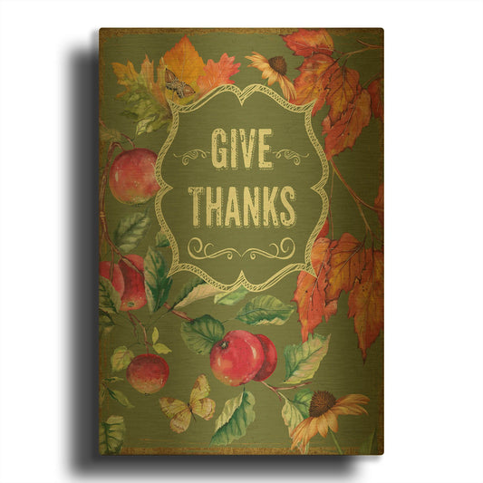 'Thanksgiving J' By Jean Plout Gold Metal Wall Art