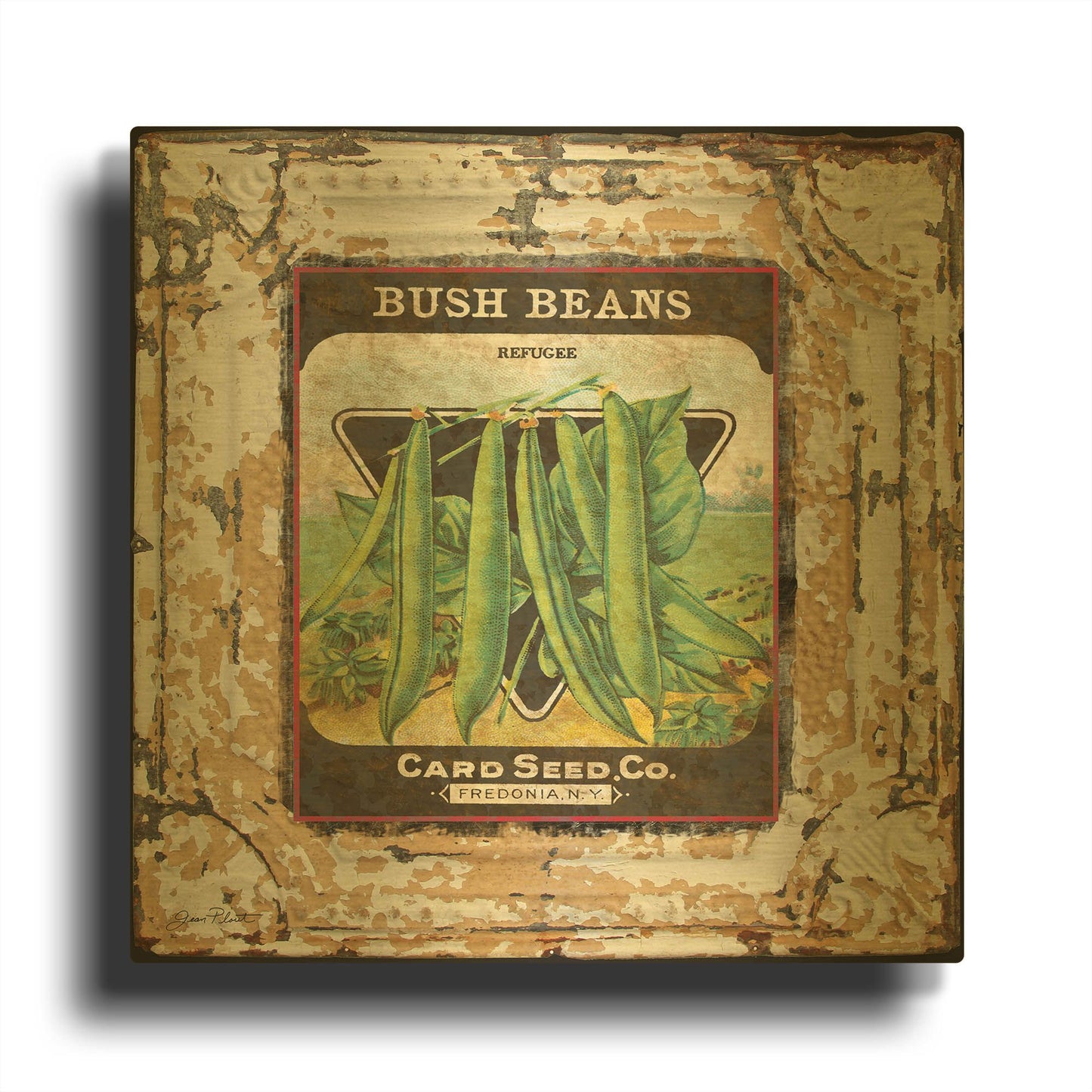 'Tin Tile Beans A' By Jean Plout Gold Metal Wall Art