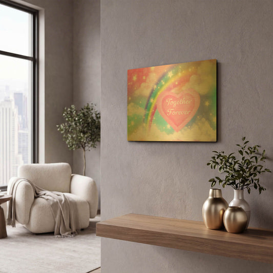 'Together Forever Rainbow' By Jean Plout Gold Metal Wall Art