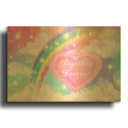 'Together Forever Rainbow' By Jean Plout Gold Metal Wall Art