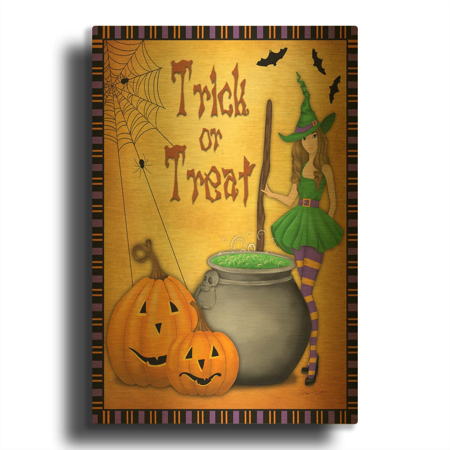 'Trick Or Treat' By Jean Plout Gold Metal Wall Art