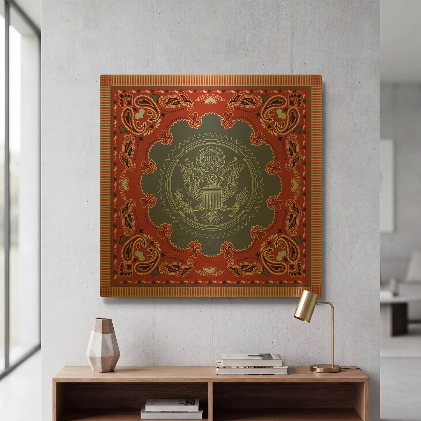 'True Blue Bandana A' By Jean Plout Gold Metal Wall Art