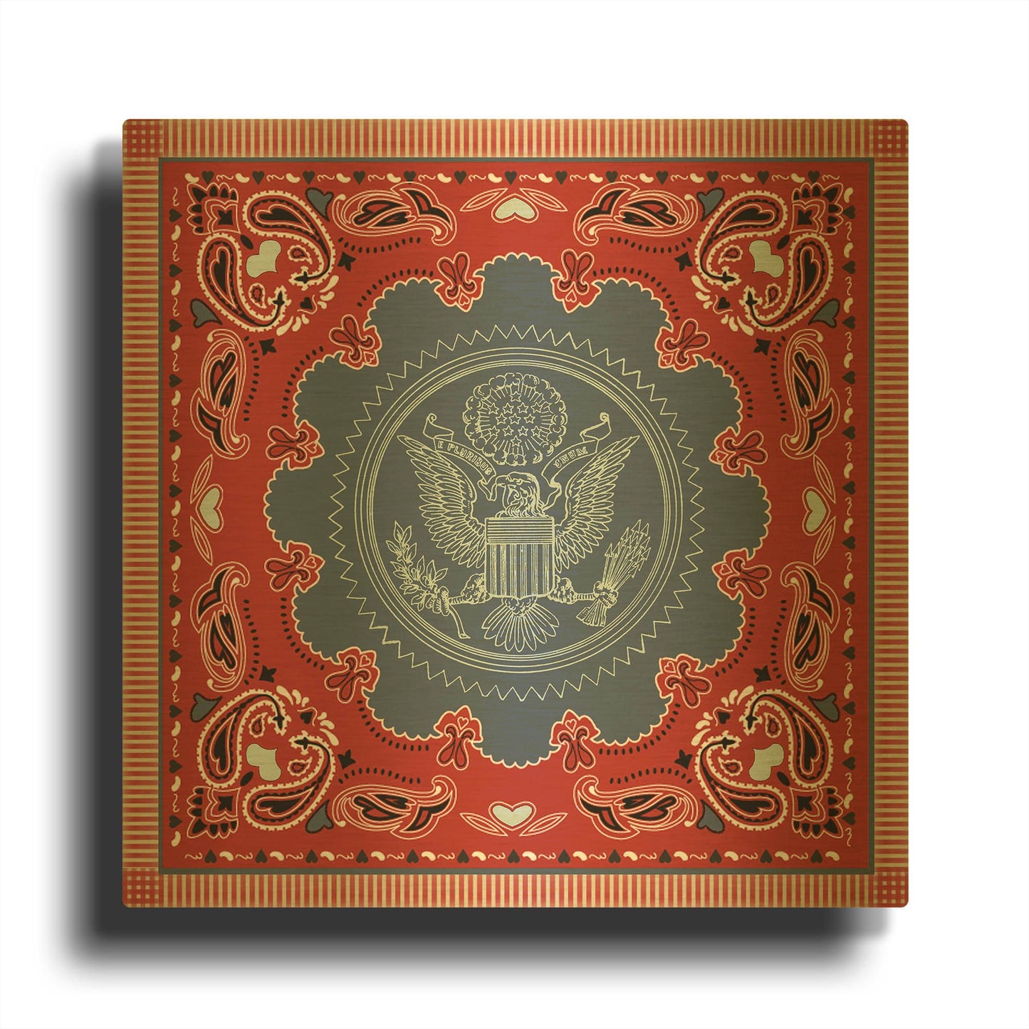 'True Blue Bandana A' By Jean Plout Gold Metal Wall Art