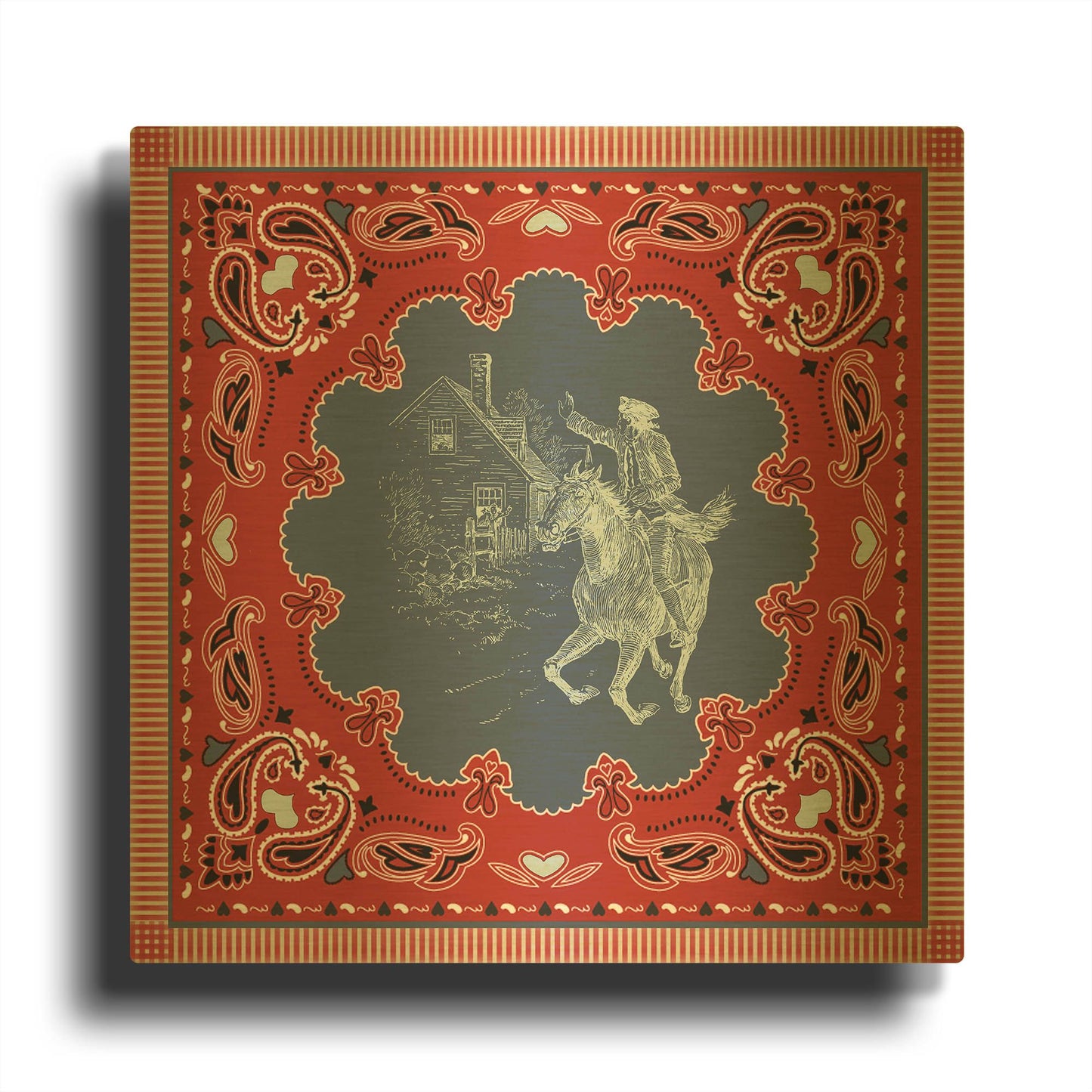 'True Blue Bandana B' By Jean Plout Gold Metal Wall Art