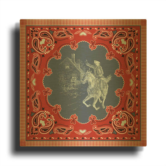 'True Blue Bandana B' By Jean Plout Gold Metal Wall Art