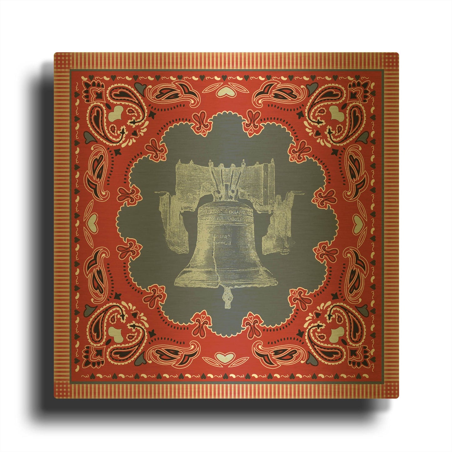 'True Blue Bandana C' By Jean Plout Gold Metal Wall Art