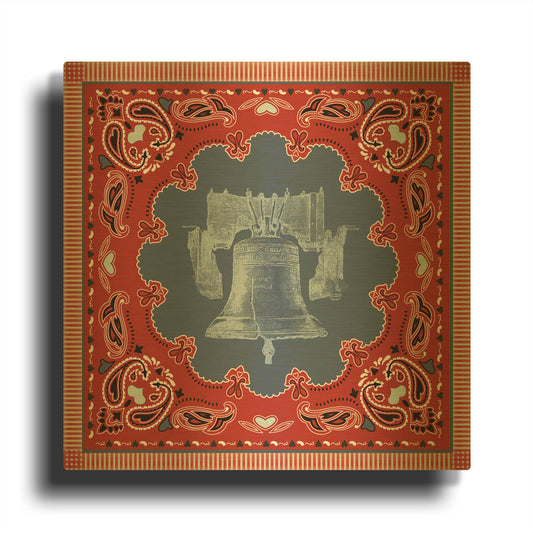 'True Blue Bandana C' By Jean Plout Gold Metal Wall Art