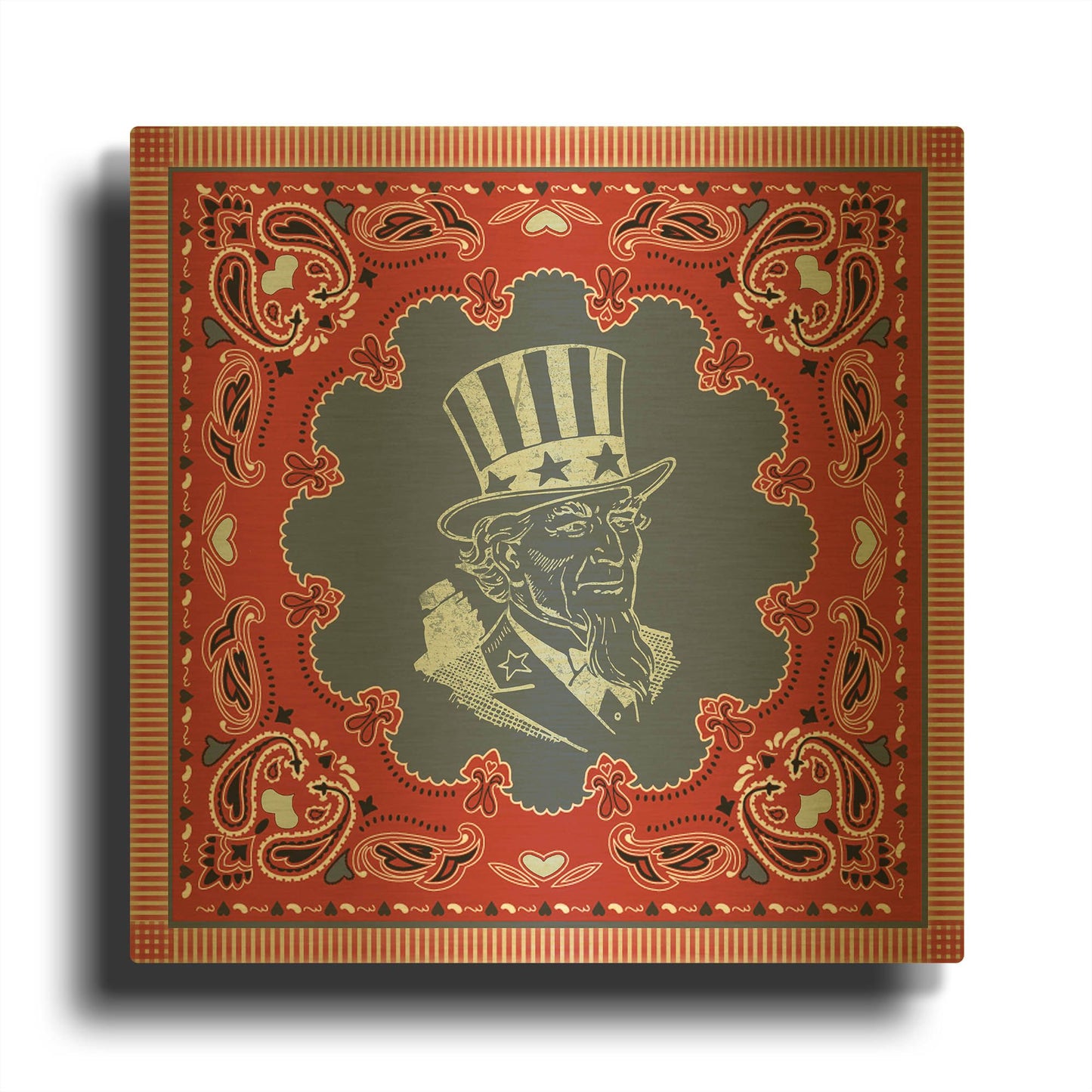 'True Blue Bandana F' By Jean Plout Gold Metal Wall Art