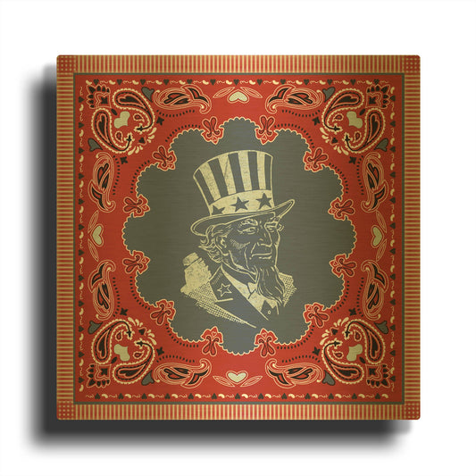 'True Blue Bandana F' By Jean Plout Gold Metal Wall Art
