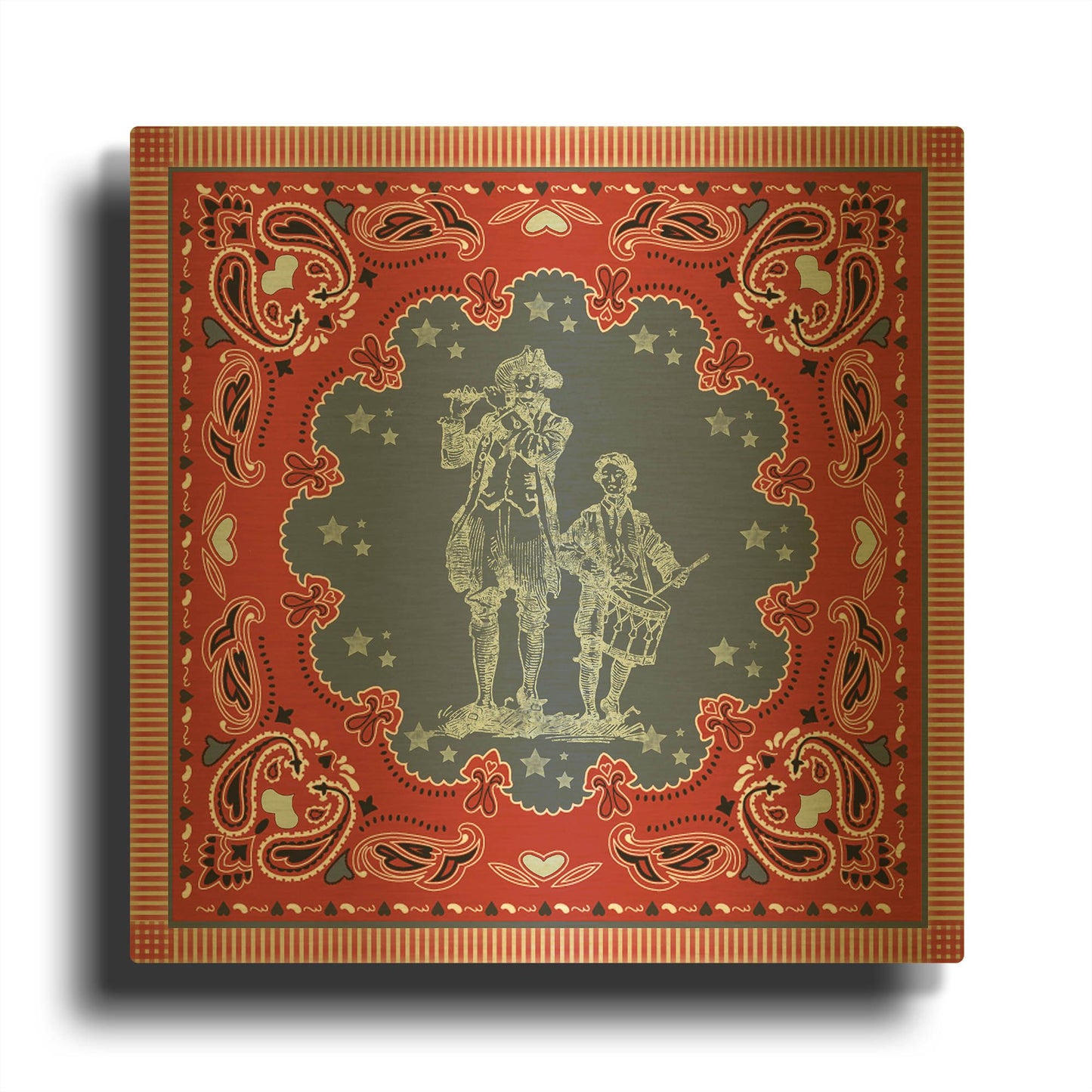 'True Blue Bandana H' By Jean Plout Gold Metal Wall Art