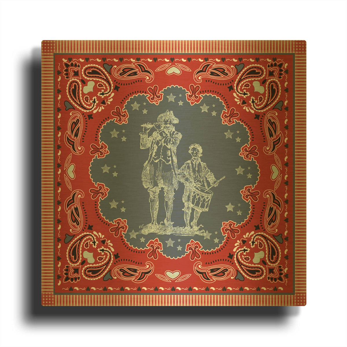 'True Blue Bandana H' By Jean Plout Gold Metal Wall Art