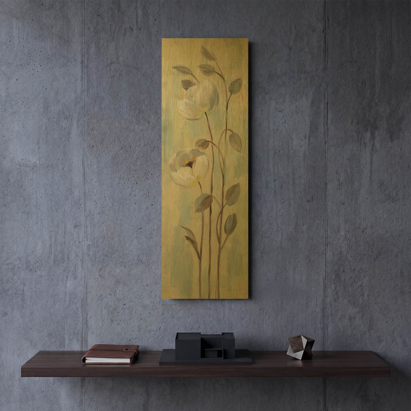 'Neutral Anemone Branches II' By Silvia Vassileva Gold Metal Wall Art