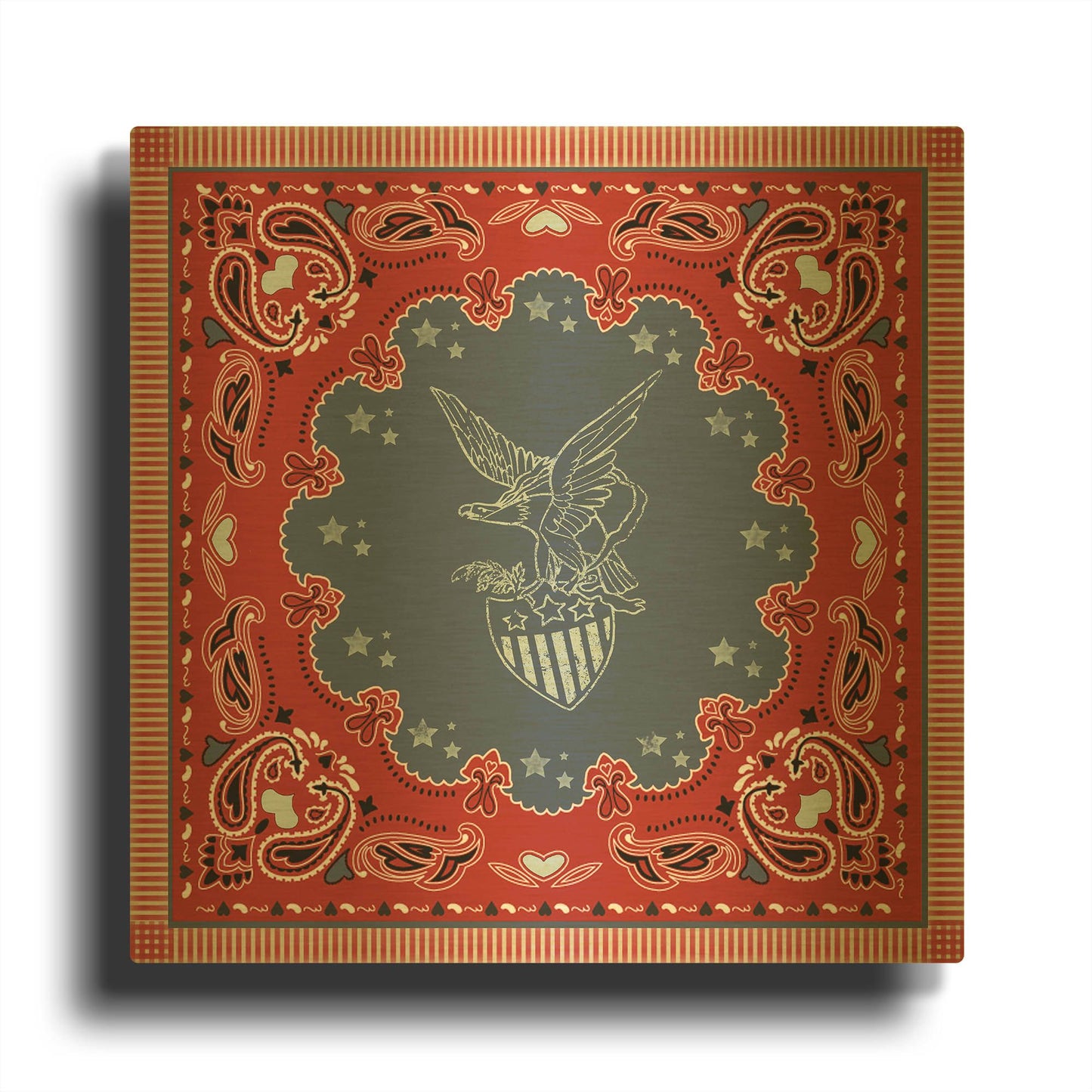 'True Blue Bandana I' By Jean Plout Gold Metal Wall Art