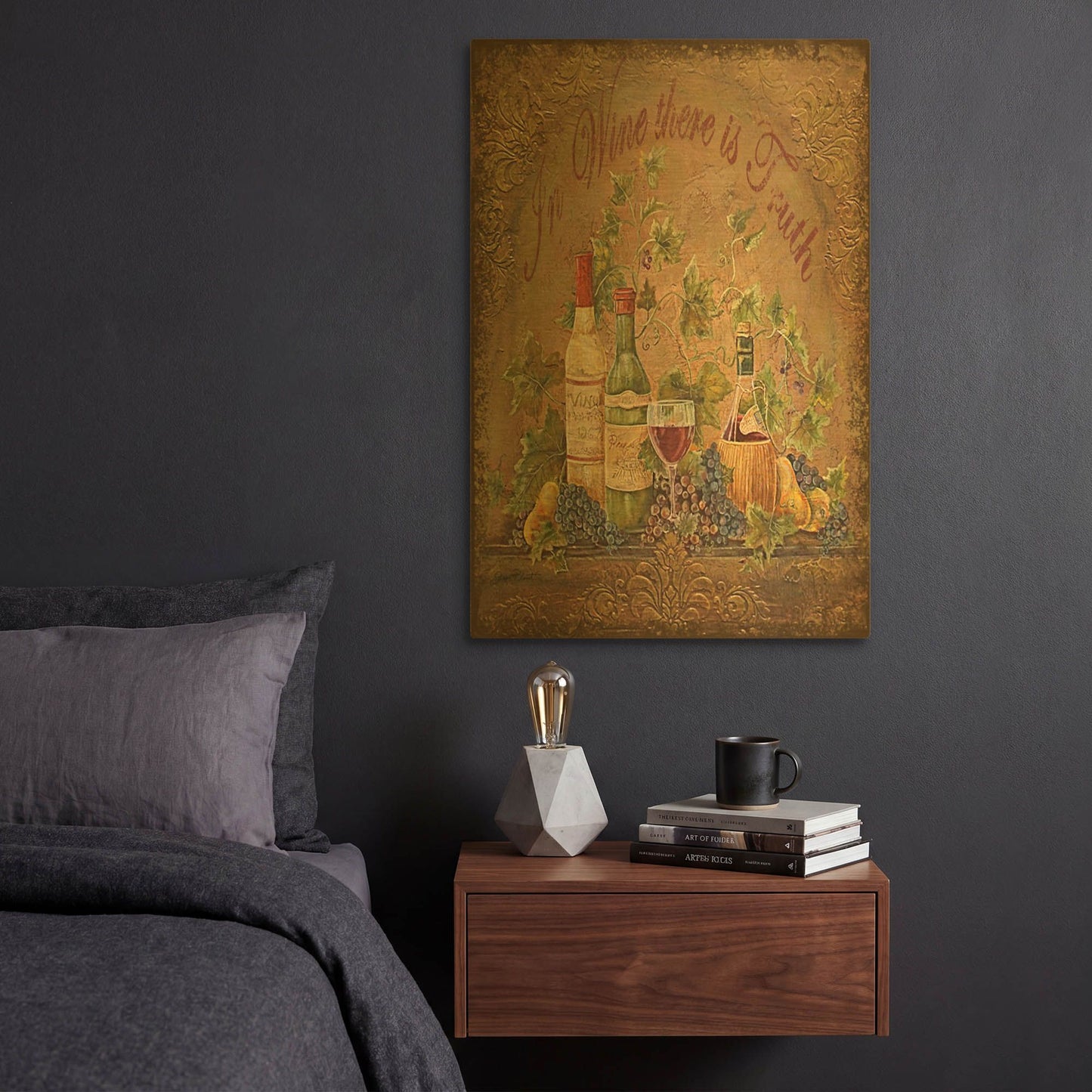 'Tuscan Inspirations Wine Painting Truth' By Jean Plout Gold Metal Wall Art