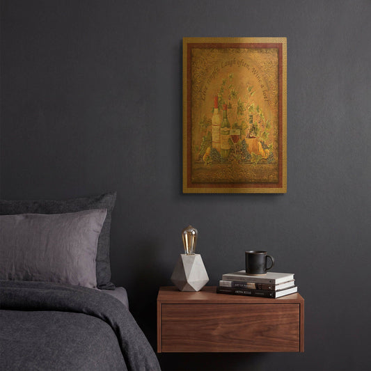 'Tuscan Inspirations Wine Painting' By Jean Plout Gold Metal Wall Art