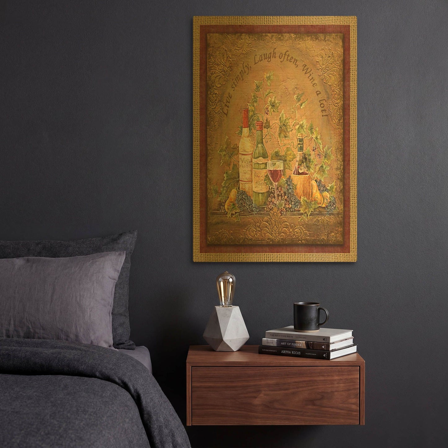 'Tuscan Inspirations Wine Painting' By Jean Plout Gold Metal Wall Art