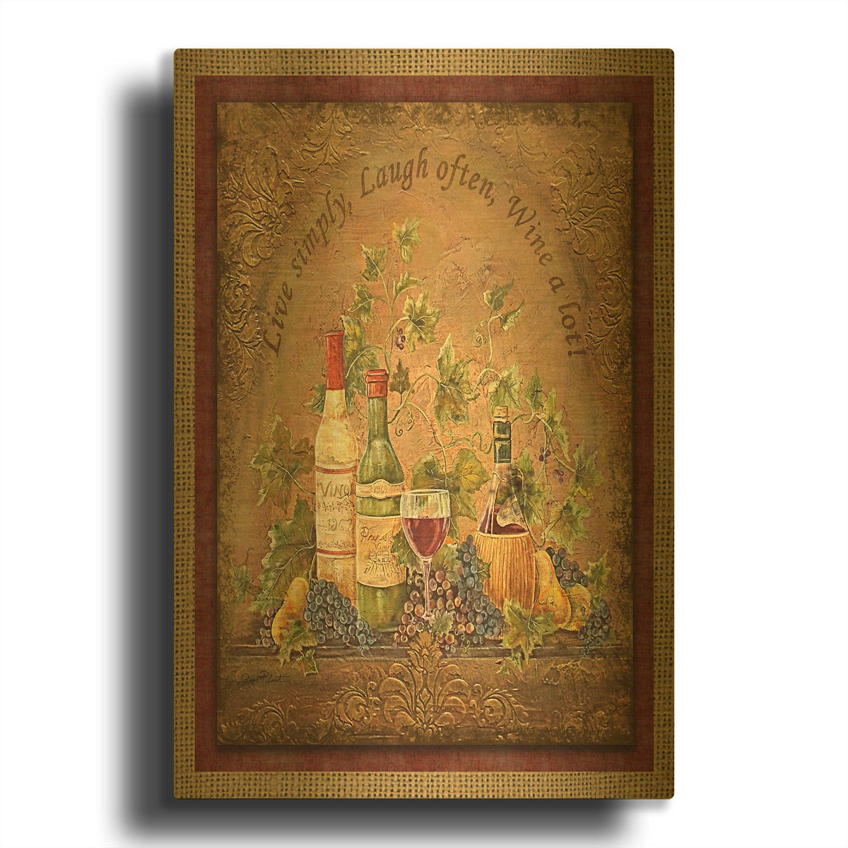 'Tuscan Inspirations Wine Painting' By Jean Plout Gold Metal Wall Art