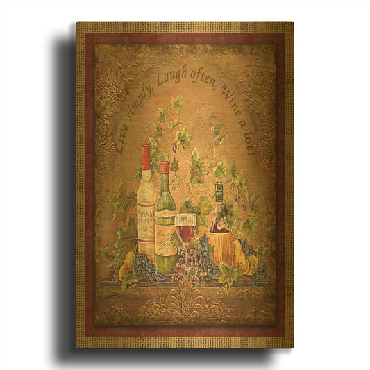 'Tuscan Inspirations Wine Painting' By Jean Plout Gold Metal Wall Art