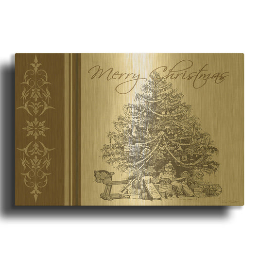 'Very Merry Vintage' By Jean Plout Gold Metal Wall Art