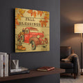 'Vintage Fall Truck' By Jean Plout Gold Metal Wall Art