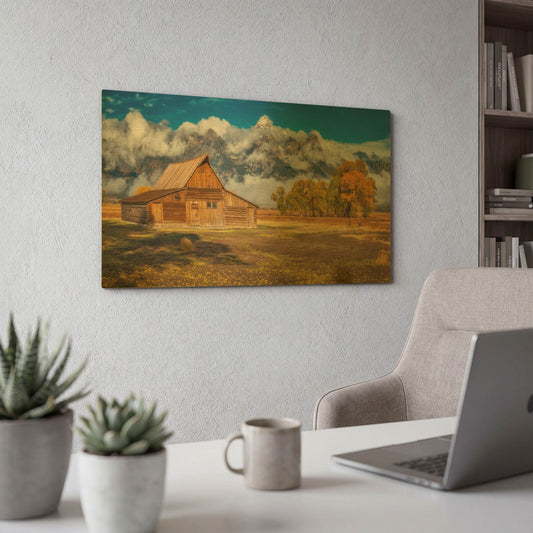 'Warm Morning Light in the Tetons' By Darren White Gold Metal Wall Art