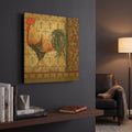 'Vintage Rooster D' By Jean Plout Gold Metal Wall Art